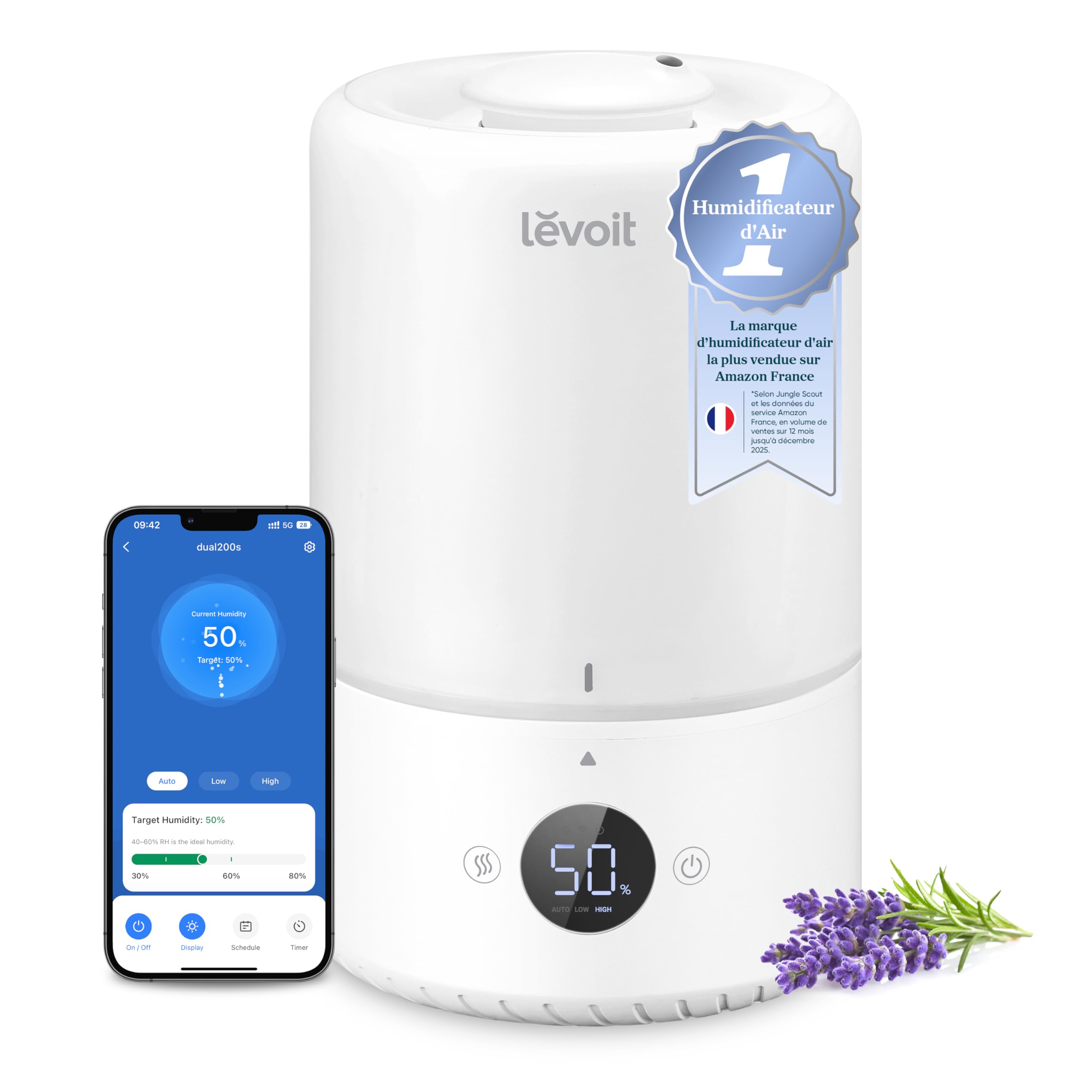 Levoit Humidificateur d'air bébé Intelligent Top-Fill 3L