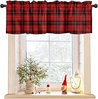 Vista 13 de Buffalo - Juego de cenefa y niveles de cortina de cocina a cuadros, estilo granja, marrón y azul, 54 x 36 pulgadas
