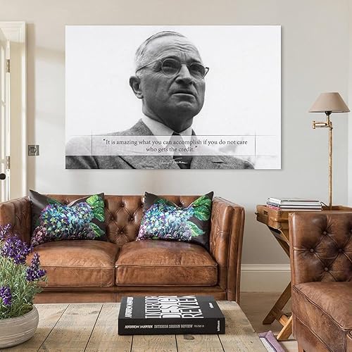 Miniatura 3 de AAHARYA Póster de Harry S Truman con citas inspiradoras de retrato del presidente de Estados Unidos, arte impreso en lienzo (12) lienzo para