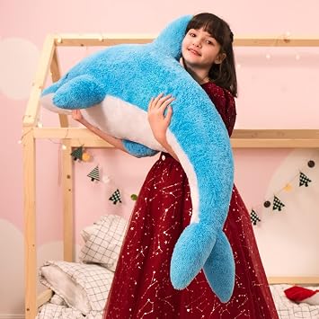 MorisMos Giant Dolphin Stuffed Animal, 55 Inch Stuffed Dolphin Plush | Soft Large Dolphin Plush Gift for Kids Boys Girls, Giant Stuffed Animal Dolphin for Birthday Christmas