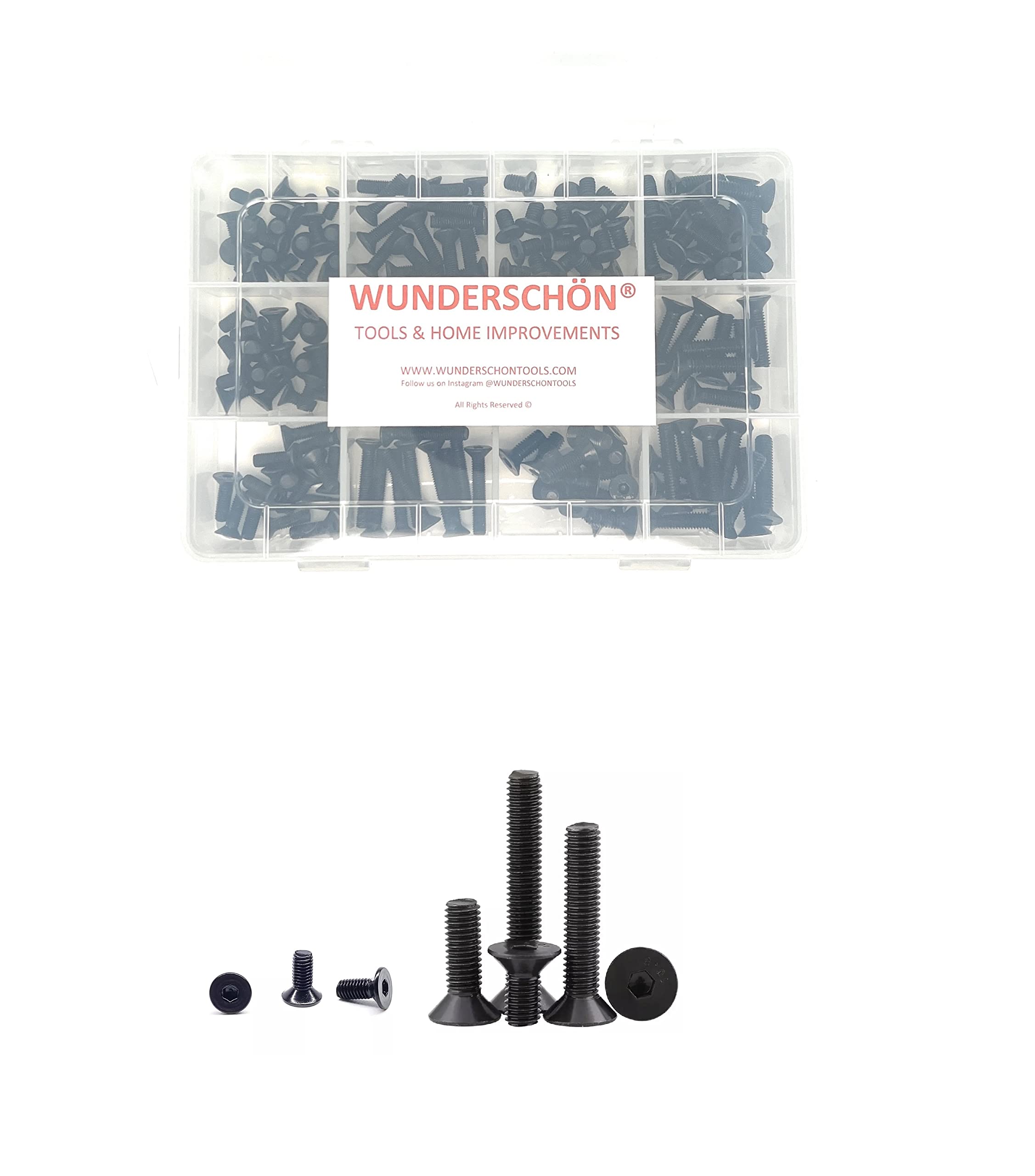 WUNEDRSCHÖN | Machinery Screw Set - Oval Hex Head - For Electronics-Electrical Appliances-Motors-Furniture-Sports Equipment - Vehicles and other Industries (180, M5-M6)