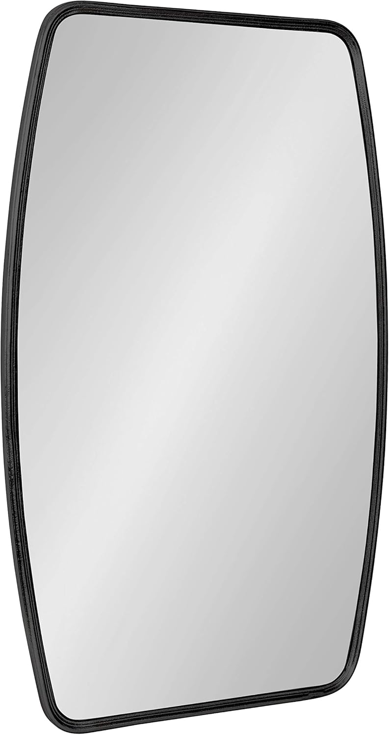 Kate and Laurel Caskill Modern Barrel Mirror, 20 x 32, Black, Rounded Rectangle Mirror for Wall