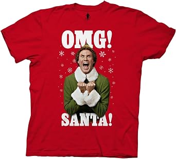 Ripple Junction Elf Movie Mens Short Sleeve T-Shirt Christmas Buddy The Elf OMG Santa I Know Him Holiday Officially Licensed