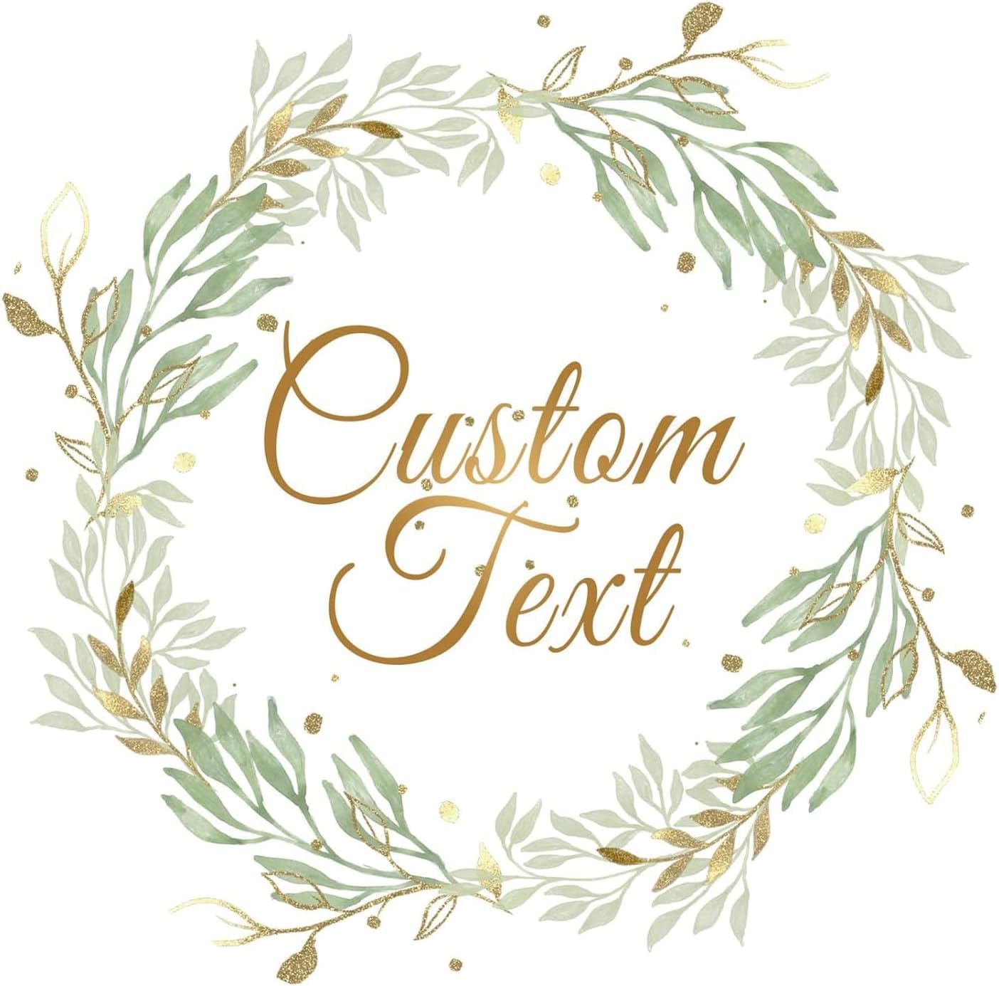 Personalised Custom Stickers Labels for Wedding Favours, Birthday, Business Logo, Customised, Waterproof, Fade-Resistant (Wreath Pattern 21, 76mm)