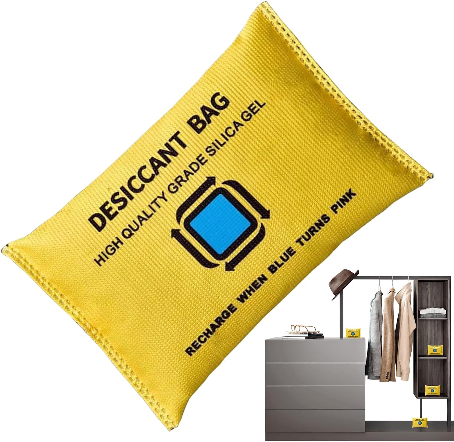 Car Desiccant Bag, Reusable Moisture Absorber for Auto and Home with Compact 100g Design, Ideal for Closets Basements Rv Boat Garage Cabinet Tent Clothes Box Drawers Keeping Spaces Dry