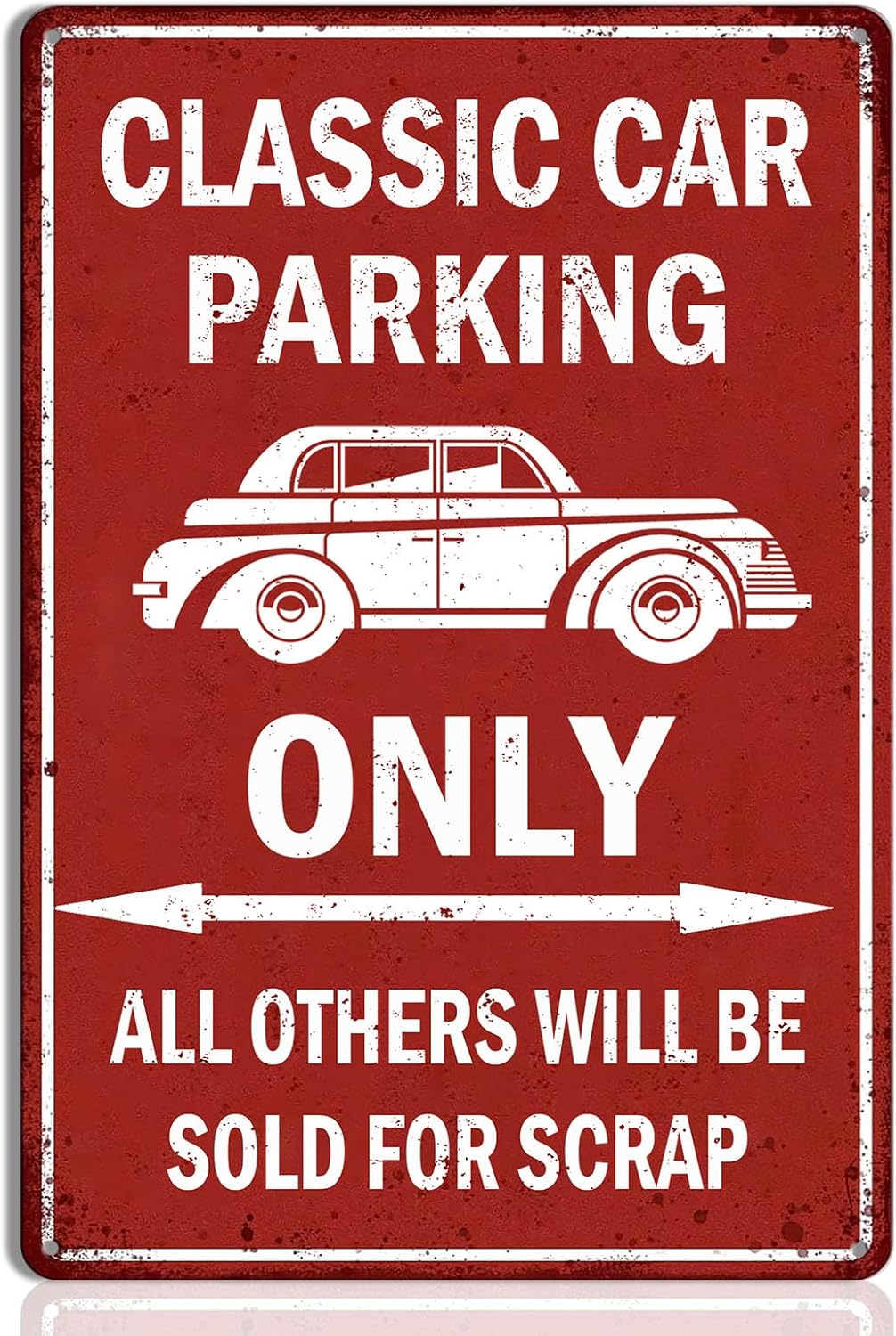 Letrero clásico de lata con texto en inglés Car Parking Only, divertida decoración de pared de garaje para hombres con obras de arte de automóvil