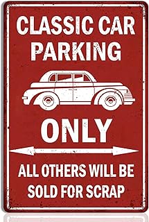 8x12 Inch Classic Car Parking Only Funny Metal Tin Garage Sign