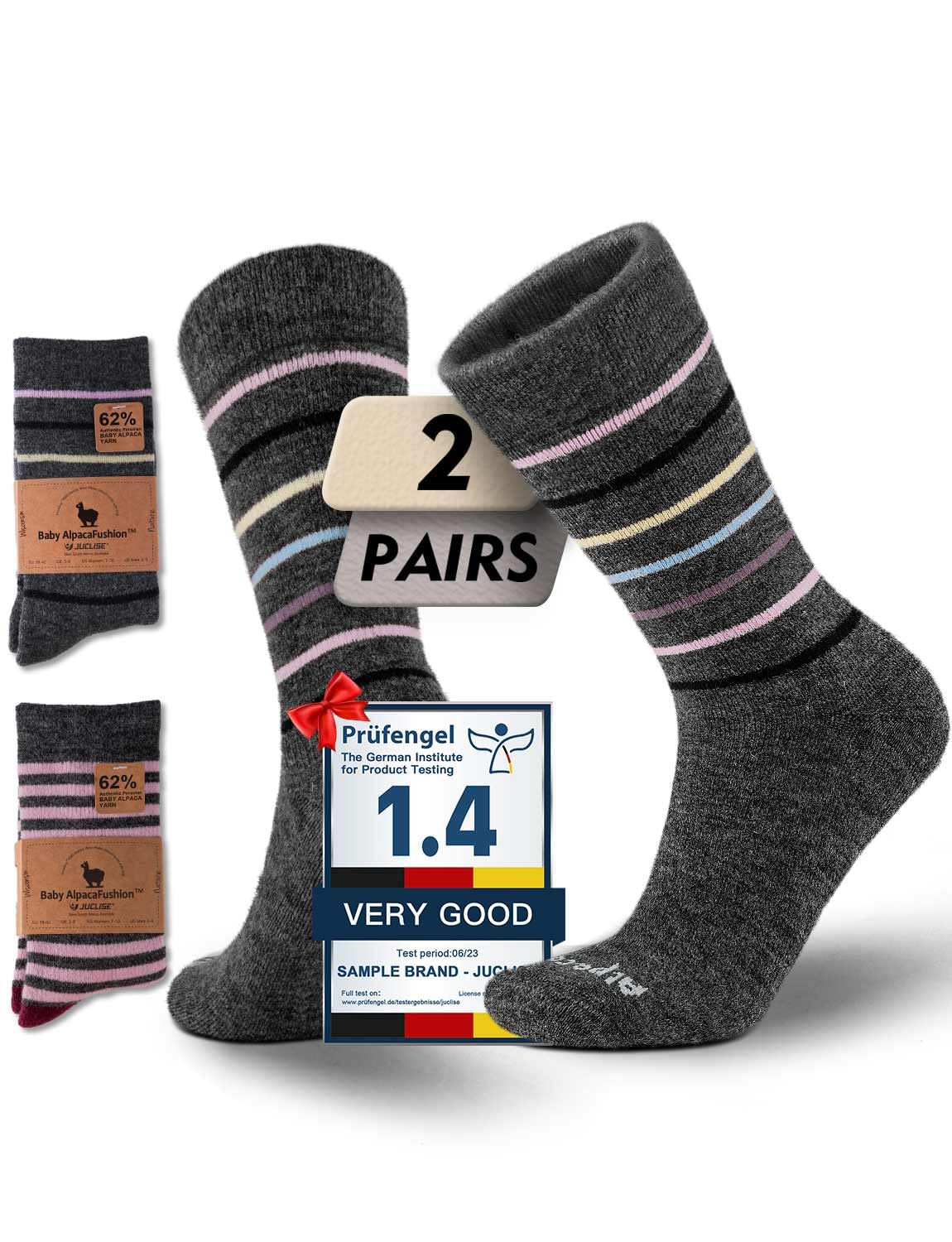 Juclise Baby Alpaca Wool Socks for Women, Warm Thermal Winter Crew Socks