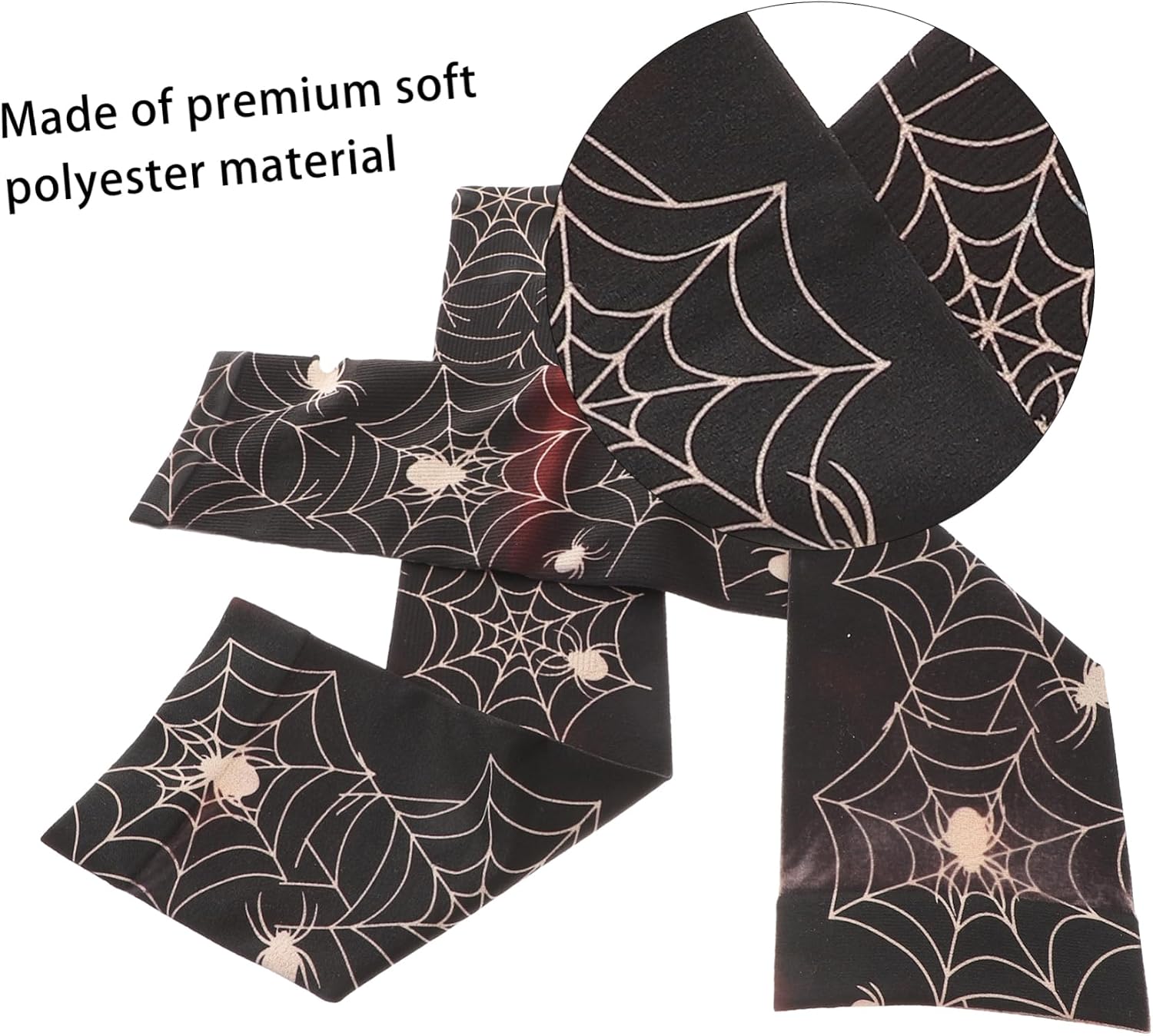 Spider Web Fingerless Gloves Long Arm Warmer Stretchable Knit Black White Cozy for Women and Men Winter Driving Texting Outdoor