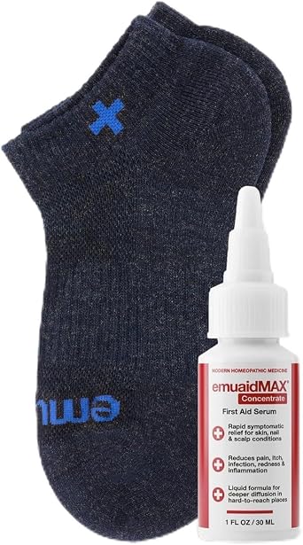 EMUAIDMAX Concentrate Serum Nail Fungus Kit - EMUAIDMAX Concentrate First Aid Serum 1oz with Silver Ionic Socks is Suitable for Nail Fungus
