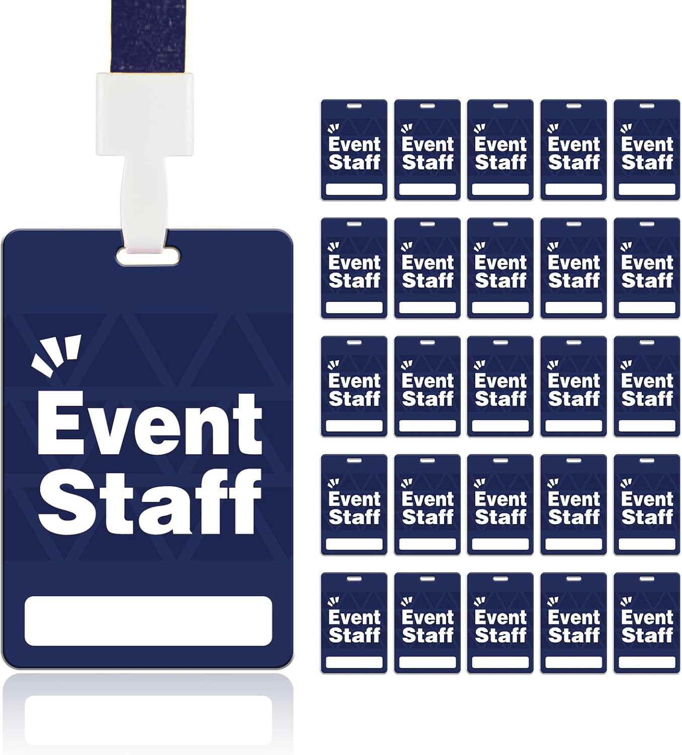 Event Staff Lanyards 25pcs- Reusable & Flexible PVC ID Badges for Office, School, Events，Durable Anti-Bend Plastic Cards for Exhibition Guests by OSTENBIG (Blue)