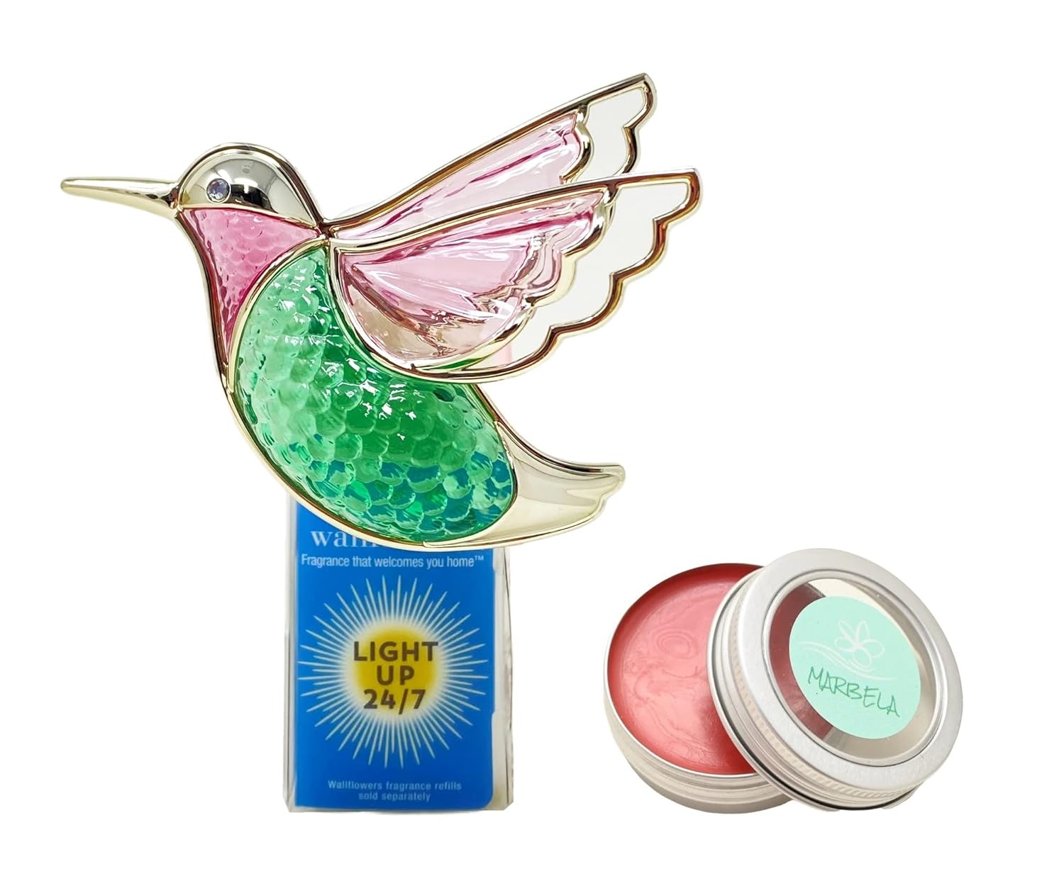 Bath & Body Works Jeweled Hummingbird Nightlight Wallflowers Fragrance Plug and a