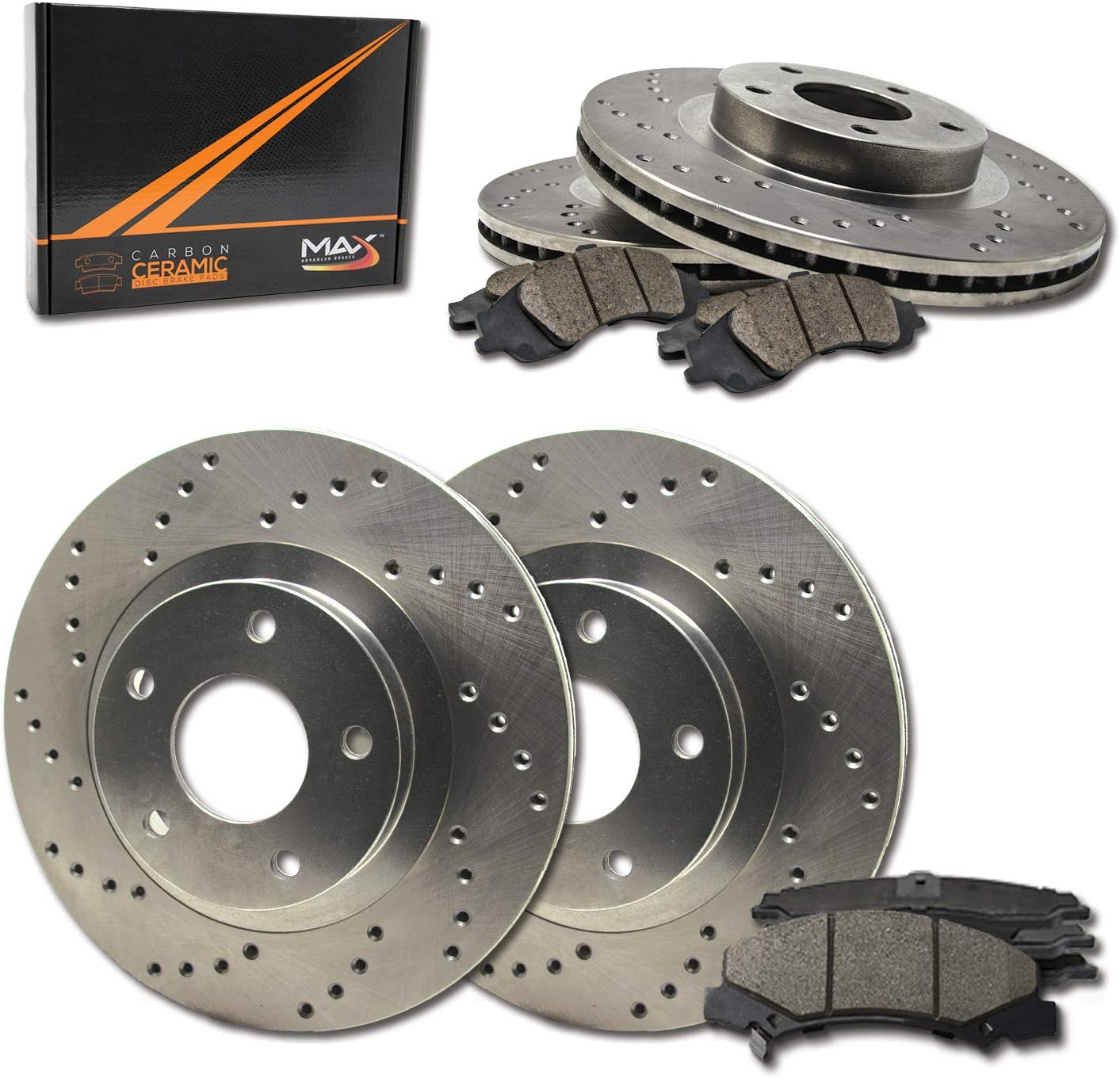 [Front + Rear] Max Brakes Premium XD Rotors with Carbon Ceramic Pads KT1542231, Brake Kits