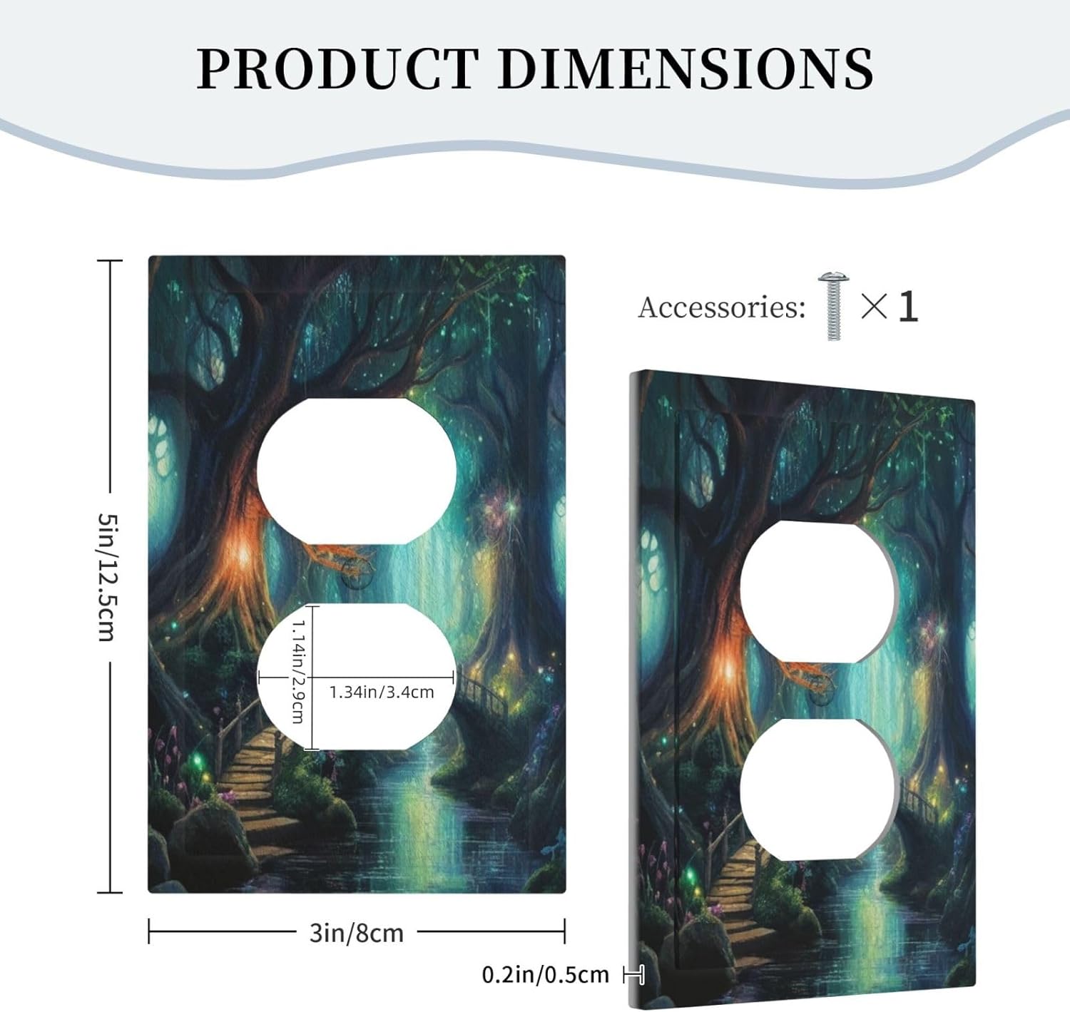 Decorative Art Light Switch Covers Enchanted Forest 1 Gang Single Duplex Outlet Wall Plate Switchplate Electrical Faceplate for Home Decor