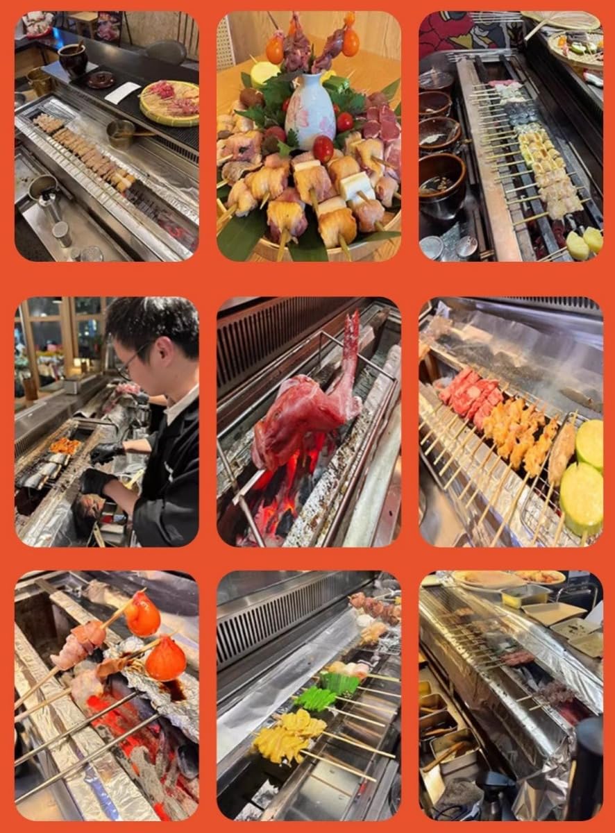 Amazon | Haruze 焼き鳥コンロ 抗火石木炭コンロ 大型 鳥焼き窯 角型