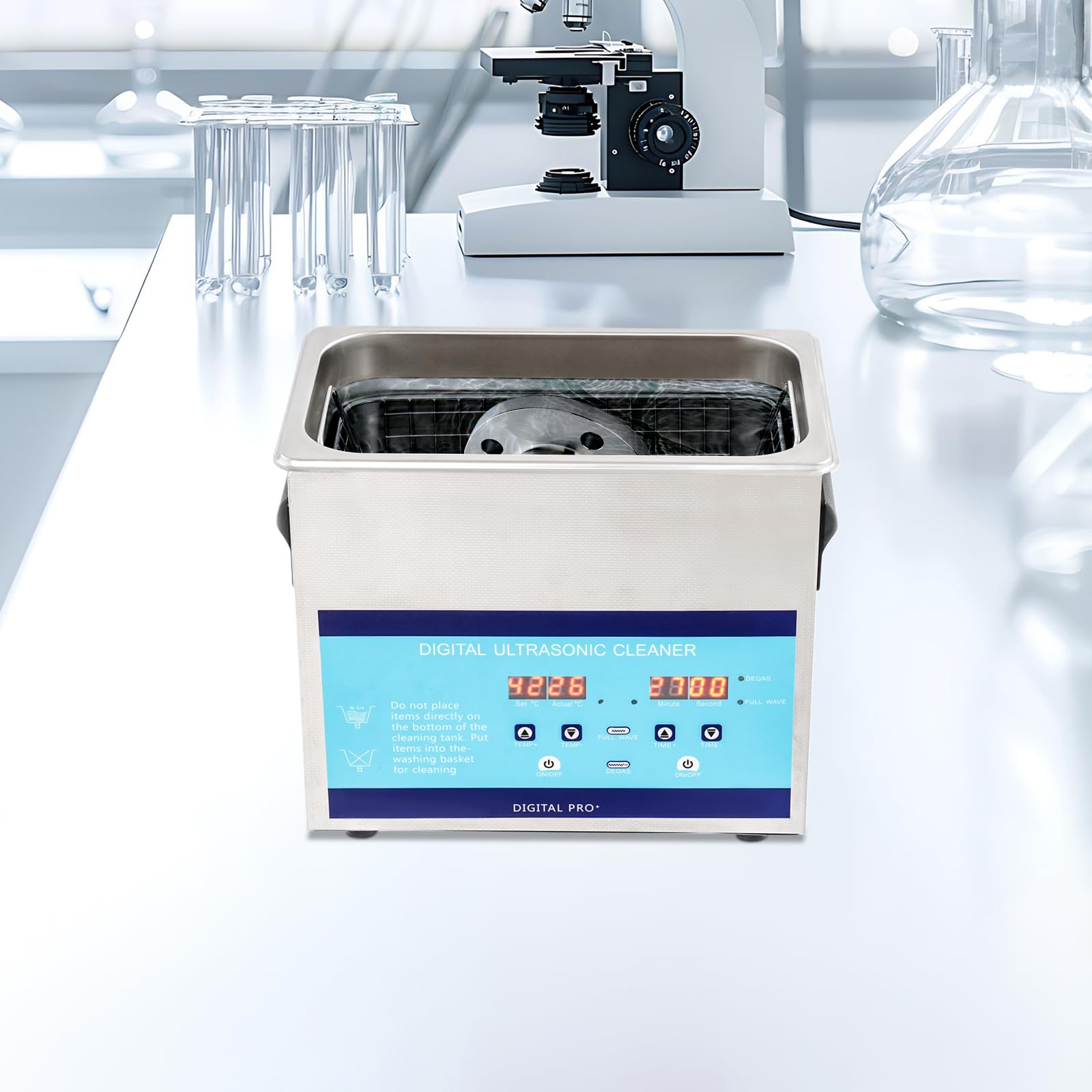 3L 40KHz Ultraschallreinigungsgerät Edelstahl Ultraschallreiniger mit Heizung, 0-80°C Einstellbare Temperatur Ultraschall-Reinigungsmaschine, Ultraschall-Reinigungsmaschine mit LED-Display