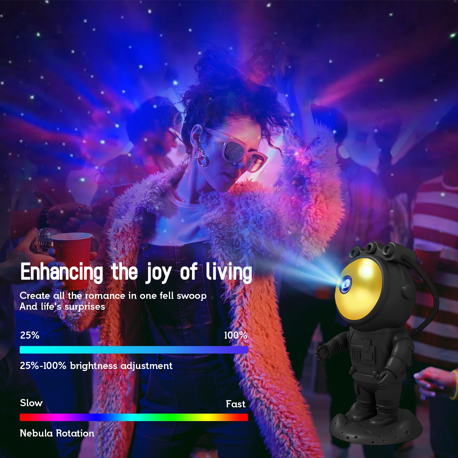 MYSTILUCK Astronauta Proiettore Stelle, Proiettore Astronauta Spaziale Lampada Notturna con Timer, Telecomando, Proiettore Stelle Soffitto Luce per Camera da Letto, Regalo per Bambini e Adulti