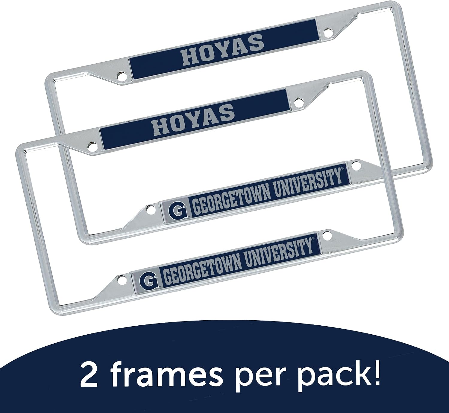 Desert Cactus Georgetown University License Plate Frame Metal Car Tag Holder for Front or Back of Car Officially Licensed (Mascot Blue 2-Pack)