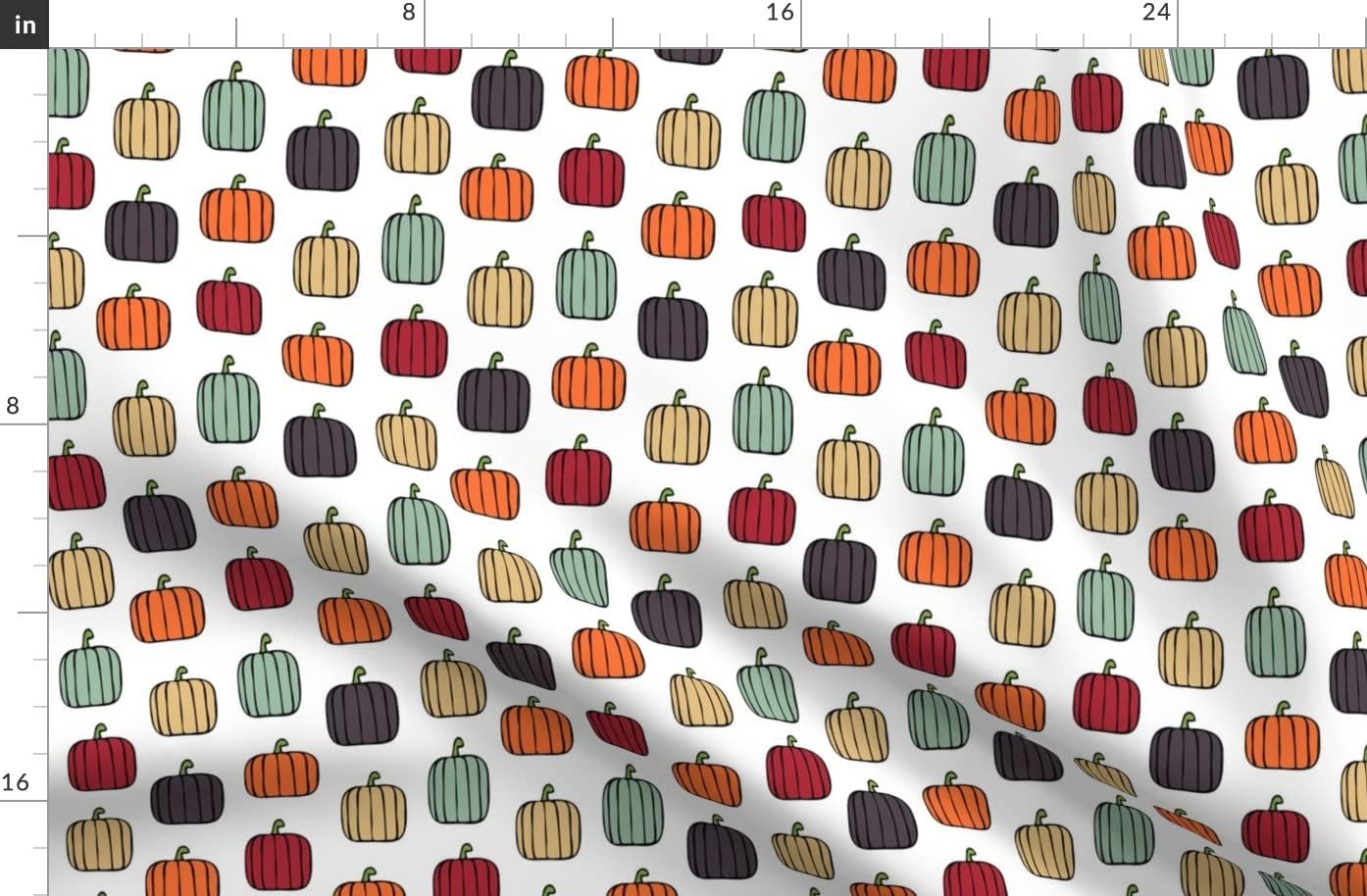 Spoonflower Fabric - Multi Pumpkins Fall Colors Thanksgiving Turkey Pumpkin Winter Orange Printed on Organic Cotton Sateen Fabric by The Yard - Sewing Quilting Apparel Home Decor