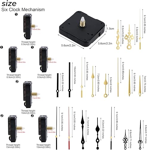 Vista 2 de YOGINGO Kit de mecanismo de reloj de cuarzo de 6 piezas, mecanismos de reloj de pared, repuesto alimentado por batería, piezas de movimiento