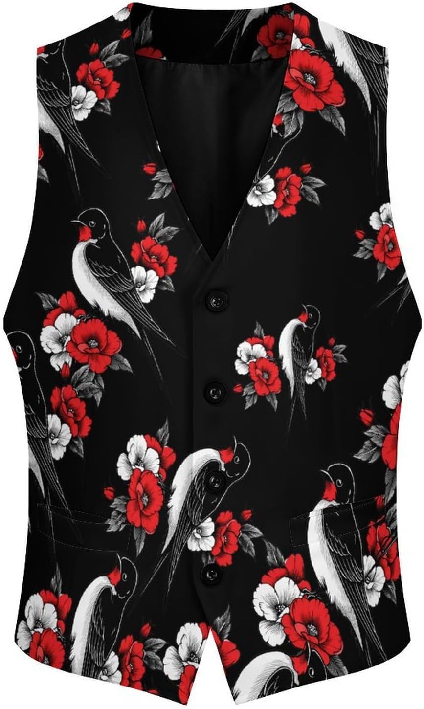Swallow Bird Men's Suit Vest Formal Vests Casual Dress Fit Waistcoat Casual Tuxedo for Business
