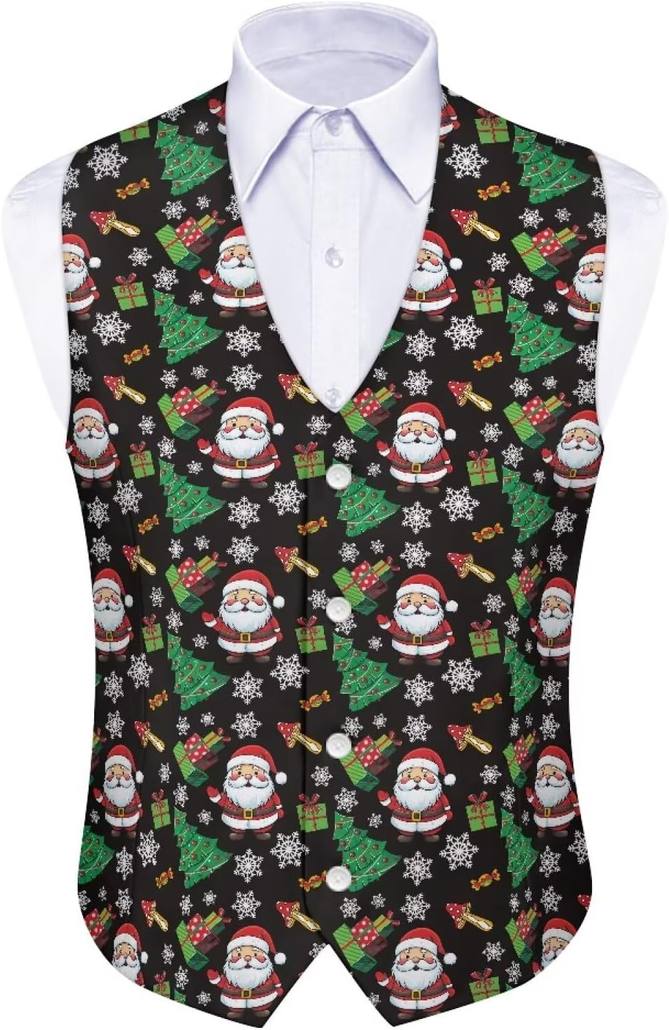 Christmas Suit Vests for Men Lightweight Men's Suit Vest for Party Banquet V-Neck Mens Waistcoat with Back Strap