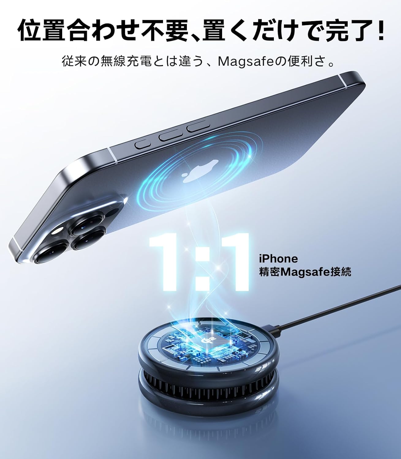 A smartphone magnetically attaching to the TORRAS Ostand PolarCircle for charging, illustrating the ease of use.