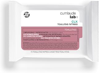 Cumlaude Lab - Toallitas Íntimas CLX, Toallitas Limpiadoras y Refrescantes con Clorhexidina y Complejo Antimicrobiano Vegetal, Aporta una Acción Calmante e Hidratante - 15 Unidades