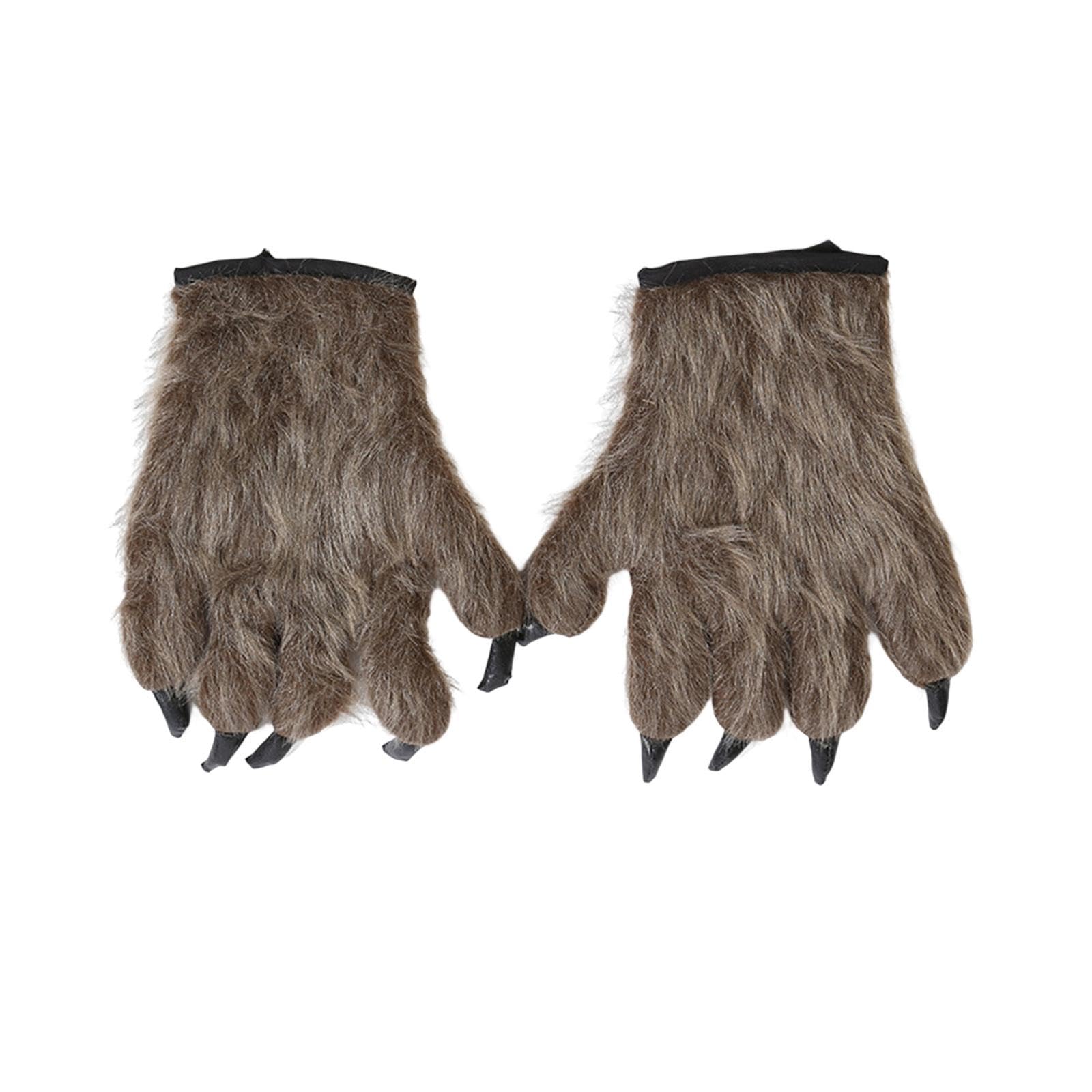 Fancyes Halloween Werewolf Gloves Hairy Hands Gloves Cosplay Costume Accessory Mittens Props for Adult Kids Clown Gloves Wolf Claws Paw Gloves