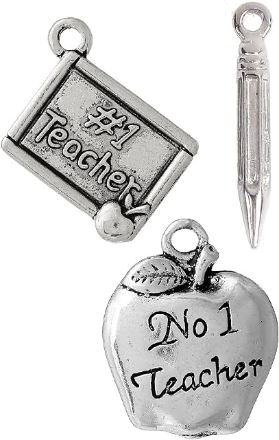 JGFinds School Teacher Pencil, Chalkboard, Apple Charms - 100 Pack DIY Jewelry Making Supplies