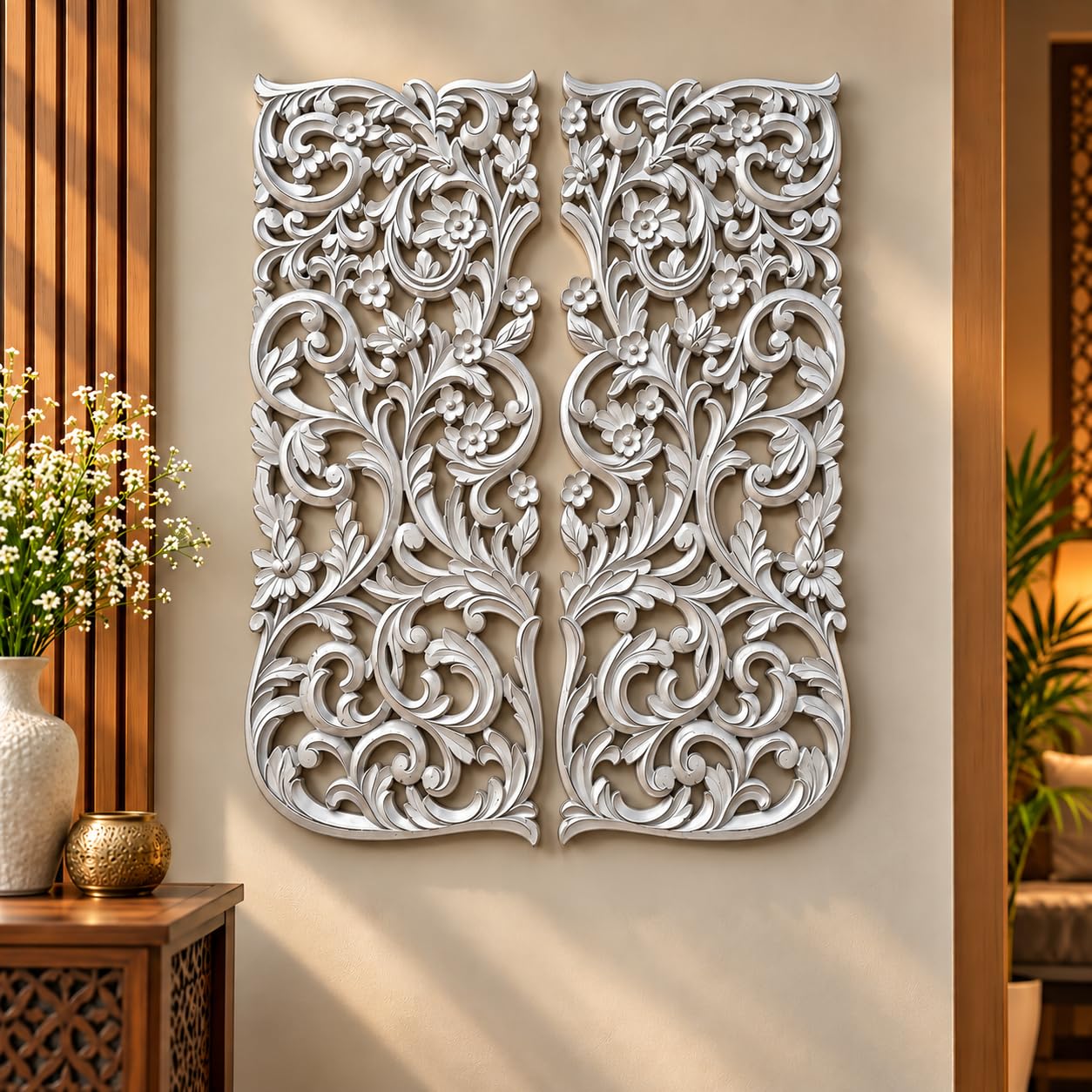 Floral MDF Wall Panel - Walnut Design -13
