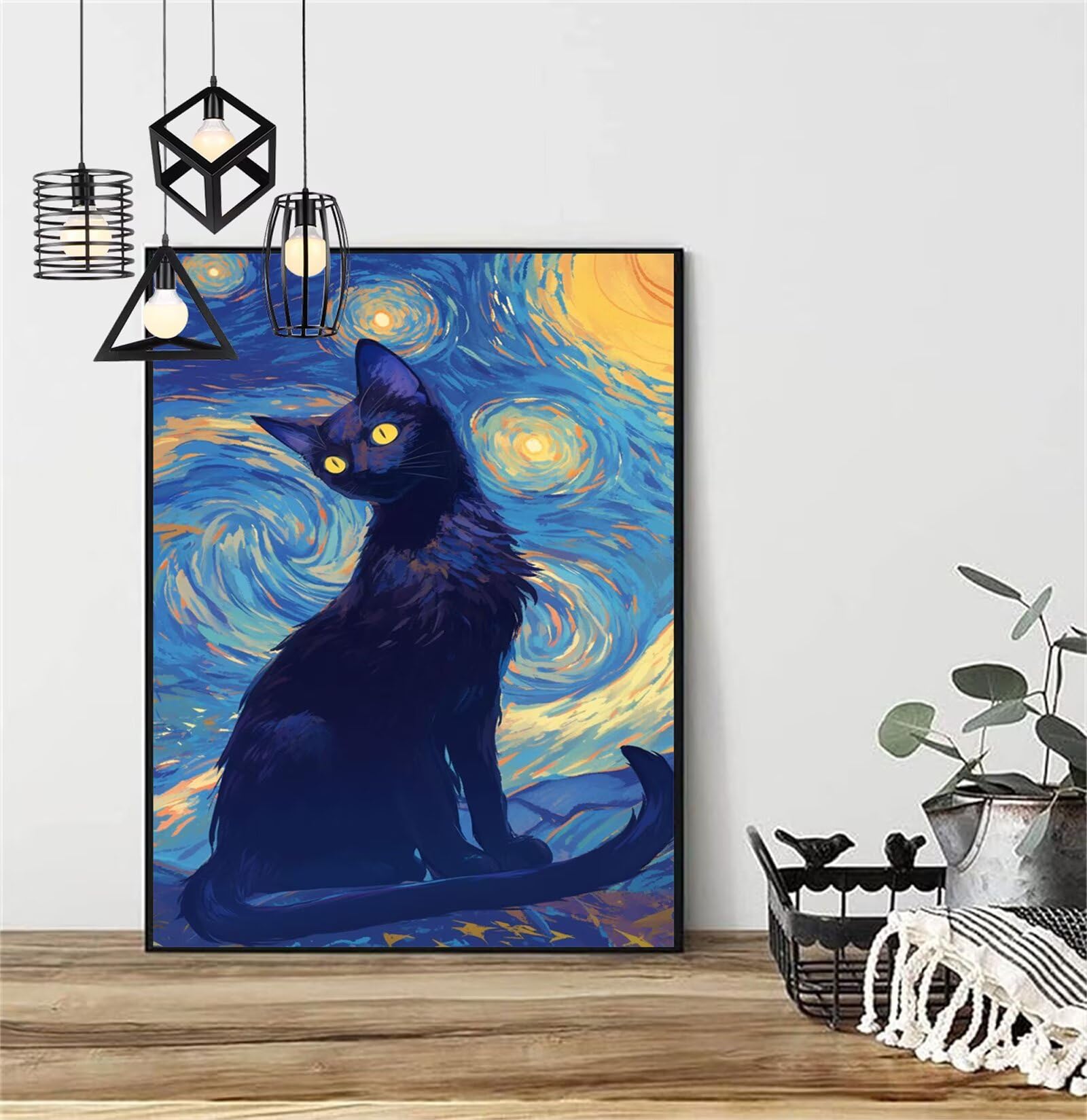 Diamentowe malowanie kot diamentowy obraz dzieci 100x150 cm 2025 diamentowe malowanie gwiaździste niebo, DIY 5D diamentowe rysunki ścieg krzyżykowy rzemiosło dla dorosłych, malowanie diamentami