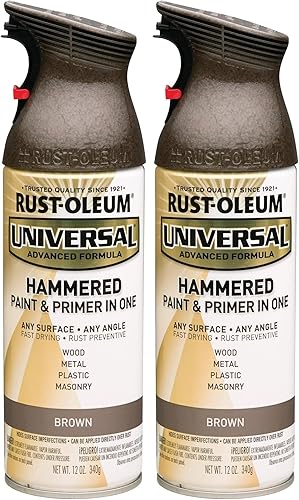 Rust-Oleum 245218 Pintura en aerosol martillada universal para todas las superficies, 12 onzas, marrón (paquete de 2) Peltre antiguo,Negro