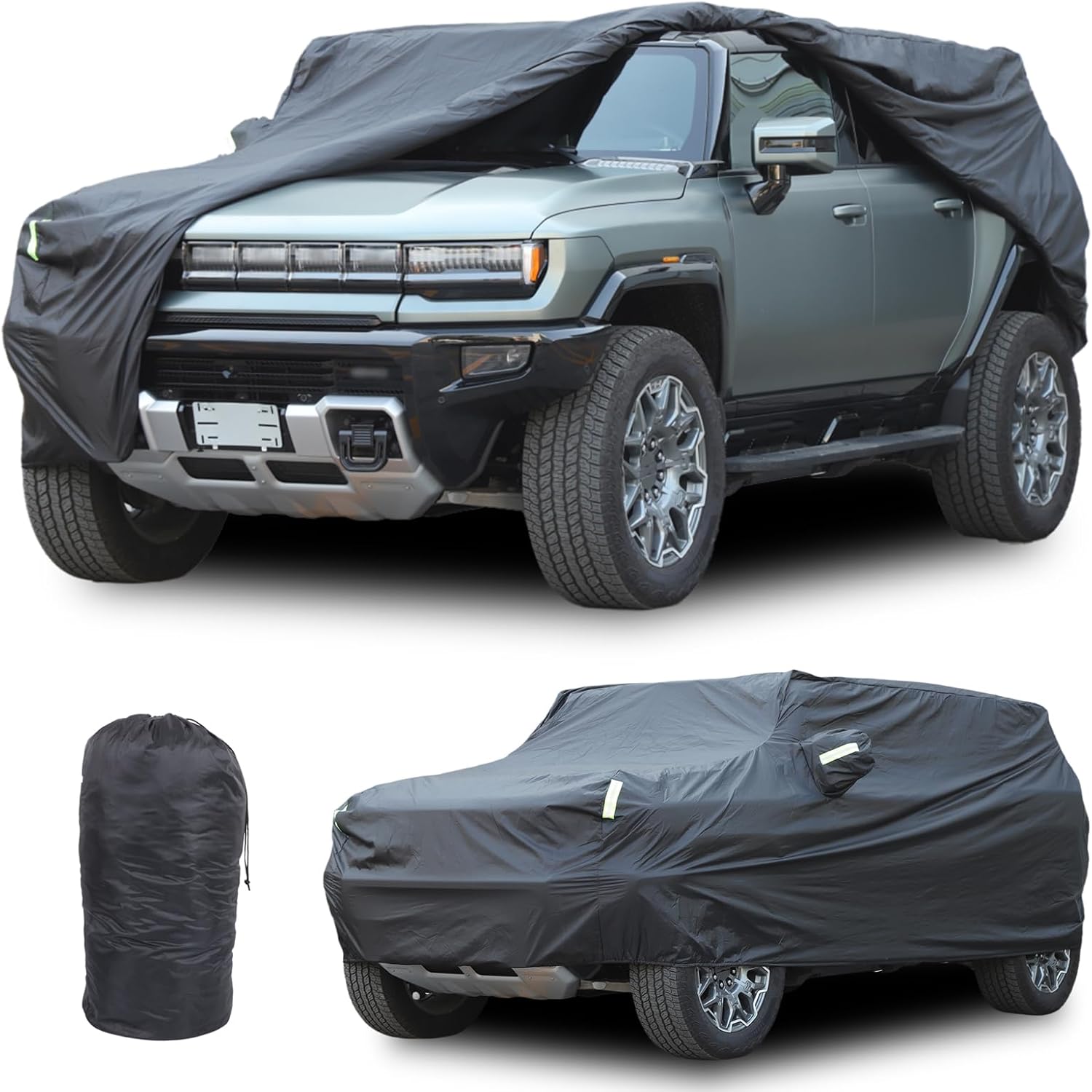 4-Door Car Cover Custom for Hummer EV Accessories Outdoor Full Coverage Pollution, Dust, Sun, Snow, Rain, All Weather Protection, Breathable 5 Layer Car Cover for Hummer EV SUV 2024-2025 2026 (Black)