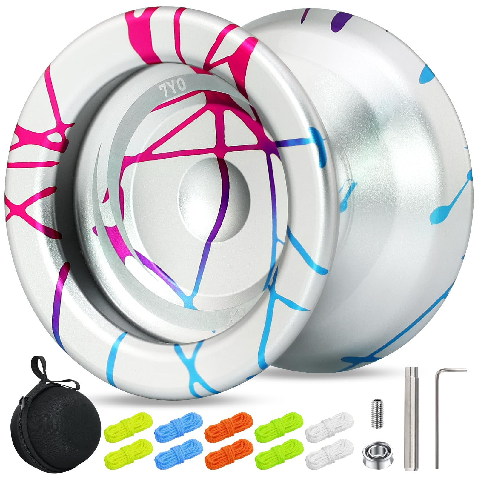 X8 Professional Yoyo for Kids 8-12 Above, Unresponsive Yoyo for Finger Spin Tricks, Metal Responsive Yo-yo for Beginners with 10 Strings, Case, Bearing Kits