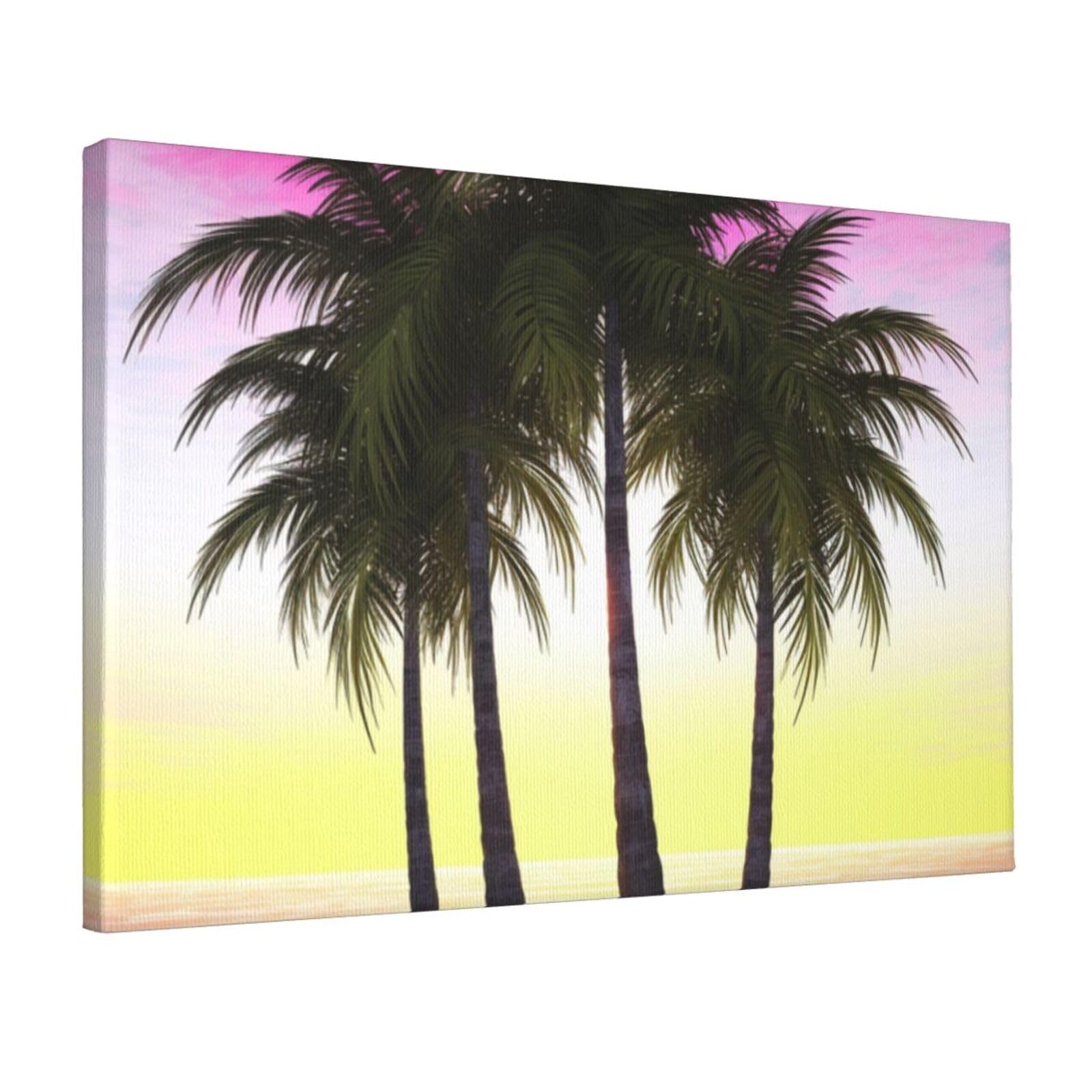 KLOPH Tropical Palm Tree Canvas Wall Art for Living Room 12"x18" Modern Artwork Painting for Bathroom Hanging Canvas Prints Aesthetic Wallart for Bedroom Kitchen Office Wall Decor