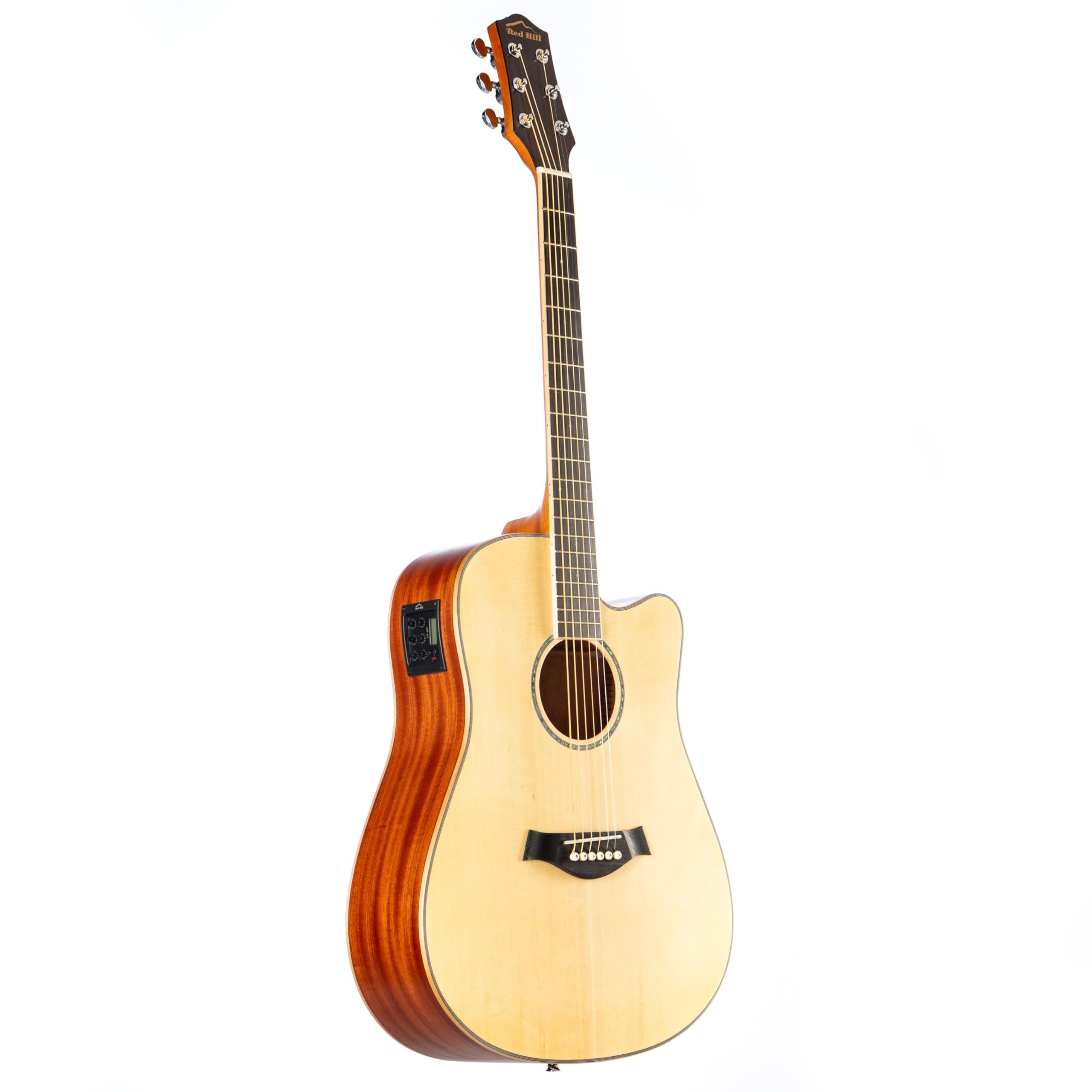 Red Hill DCE-S NT Natural Dreadnought Cutaway Westerngitarre, Massive Fichtendecke, Sapele Korpus, JM-6T Tonabnehmer, Stimmgerät, 4-Band Equalizer