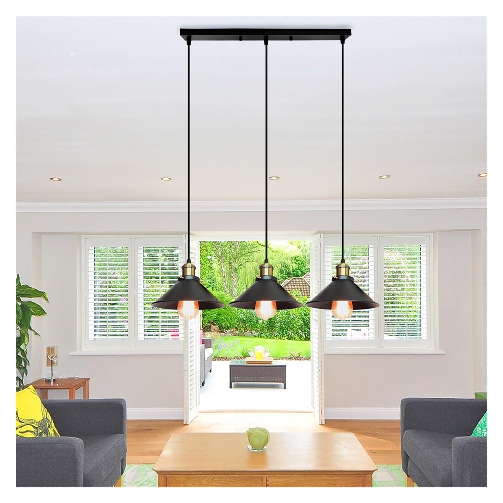 LYMSXAZOU Vintage Industrial Pendant Light, Retro Edison Chandelier with E27 Base, Stylish Hanging Fixture for Living Room and Dining Decor