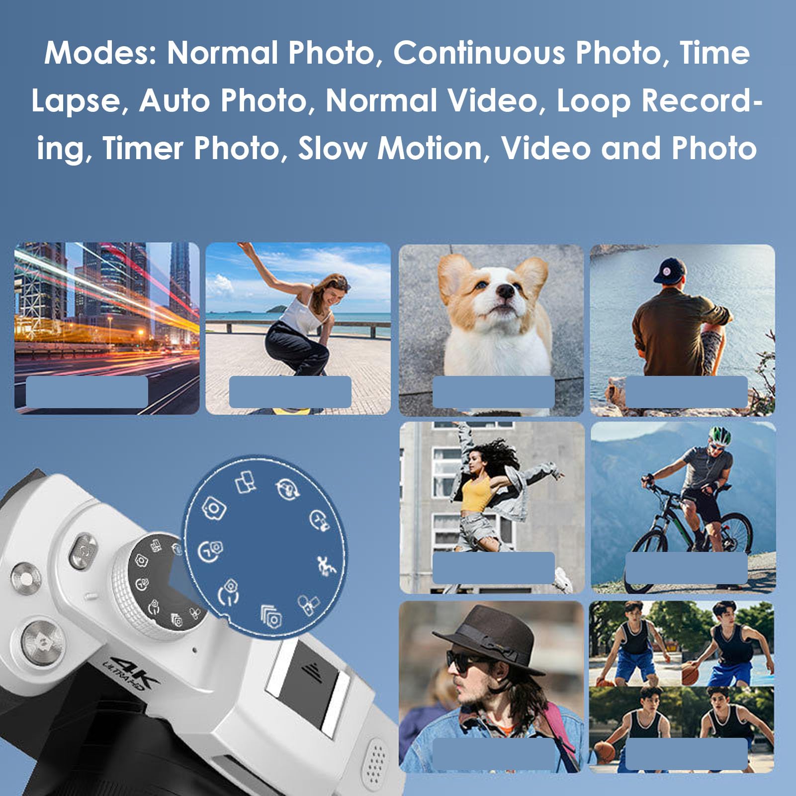 Cámara Digital 4K para Fotografía con WiFi Cámara de Vlogging con Enfoque Automático de 64 MP, Pantalla Táctil Abatible de 3,0 Pulgadas WiFi Vlogging, para Fotografía de Viajes y
