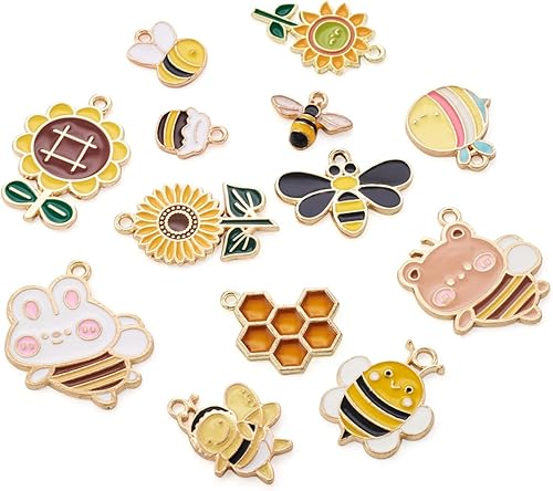 Vista 181 de Cheriswelry 30 dijes de aleación de cono de pino y ardilla, chapados en oro claro, con forma de cono de pino y ardilla, adornos colgantes de 0.47 a