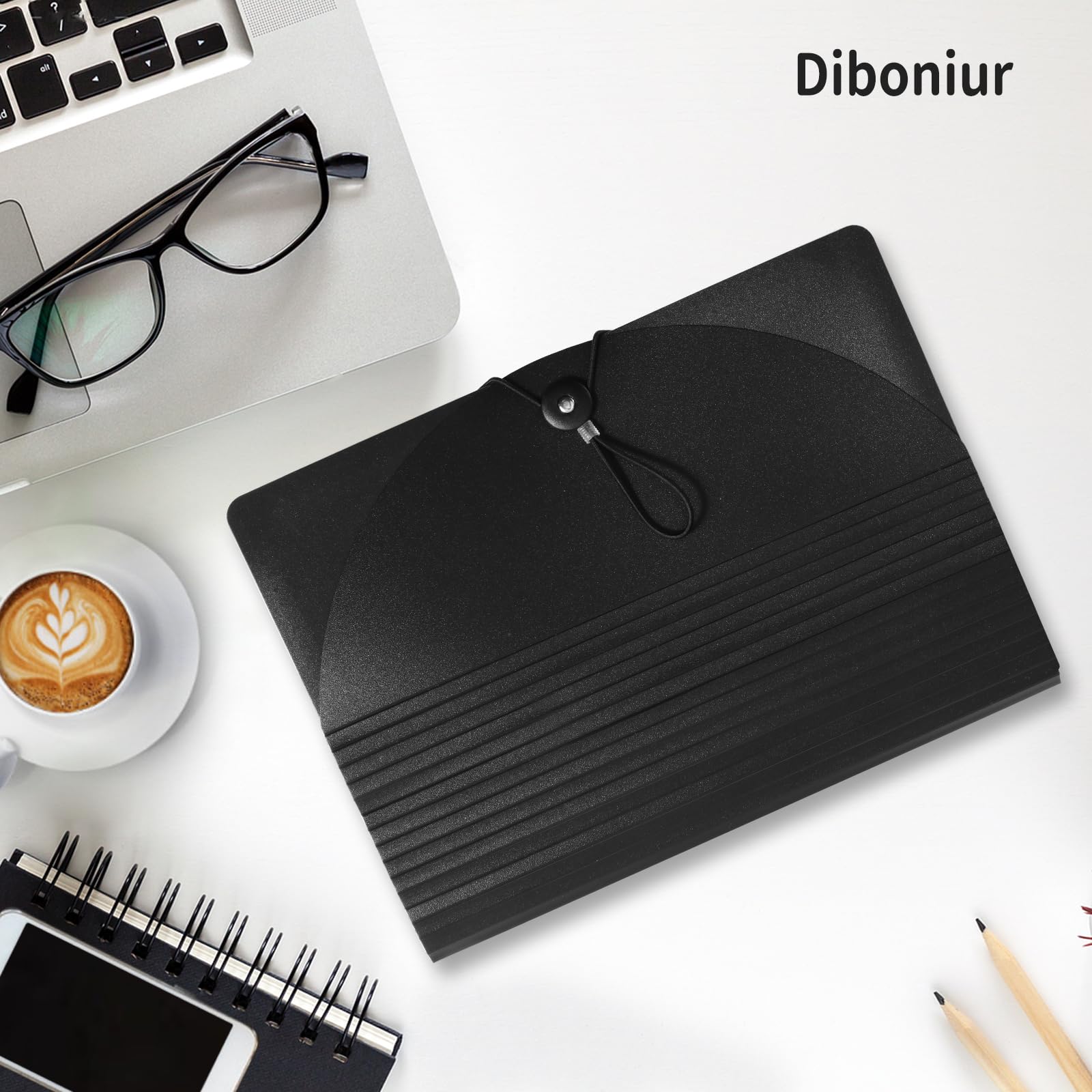 Diboniur Trieur 12 Compartiments A4, Rangement Papier Administratif, Extensible Classeur A4 Range Document Bureau, Trieur Document Organiseur de Dossiers Accordéon de Grande Capacité (Noir)