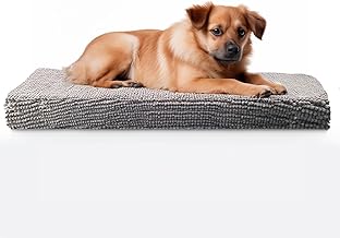 Muddy Mat® Dog Crate Bed mat, Comfortable Dog Pillow, Crate Bed for Large Medium Small Dogs and Cats, Ultra Soft & Relaxing Washable & Dryer Safe Chenille Material - Grey Large (28"x42")