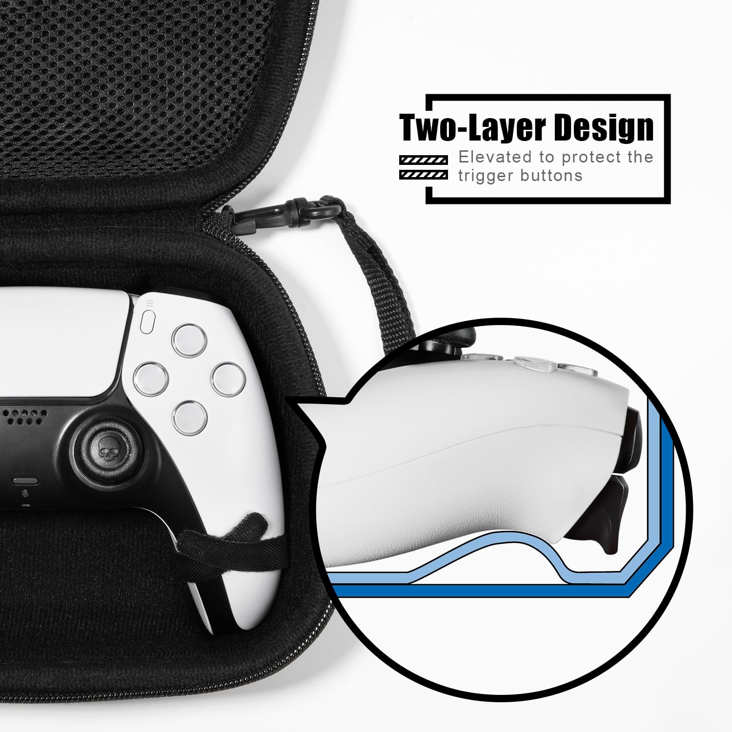 Skull & Co. Controller Case: Portable Hard Shell Protective Travel Carrying Case for PS5 DualSense Controller - Black