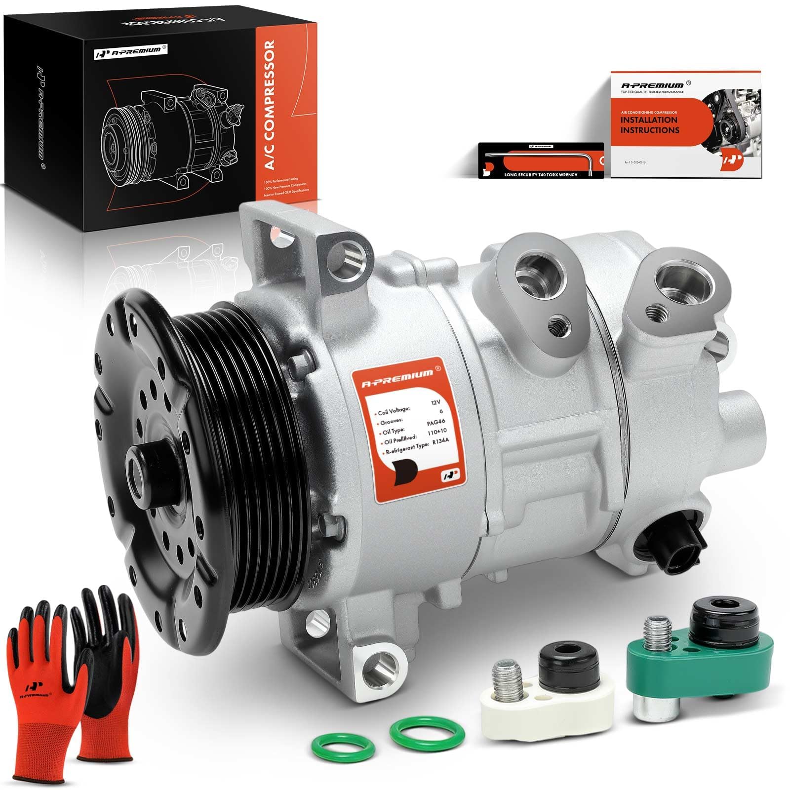 A-Premium Air Conditioner AC Compressor with Clutch Compatible with Jeep Compass 2007-2008, Patriot 2007-2008 & Dodge Caliber 2007-2009, 1.8L 2.0L 2.4L