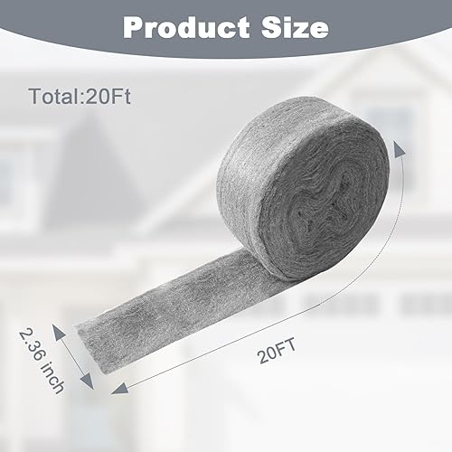 Miniatura 2 de Lana de acero inoxidable, rollo de relleno de lana de acero de 20 pies para agujeros, pared, jardín, cocina, tuberías en el garaje