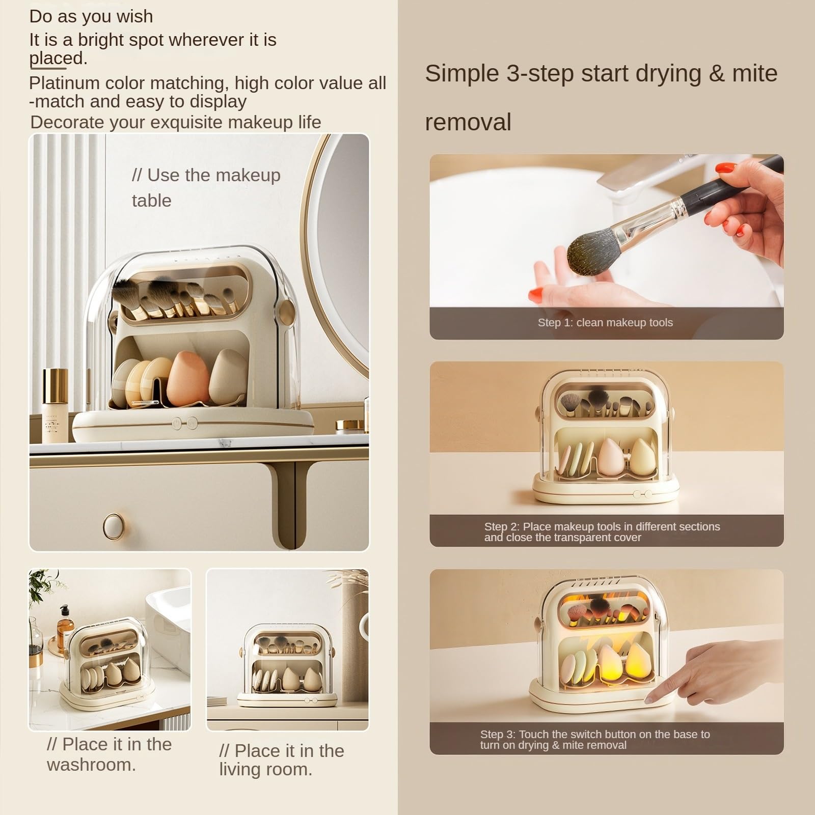 Asciuga pennelli for trucco, detergente for pennelli elettrico for trucco, asciugatura rapida automatica, cottura lenta a temperatura costante senza danneggiare le setole, set for pulizia pennelli for