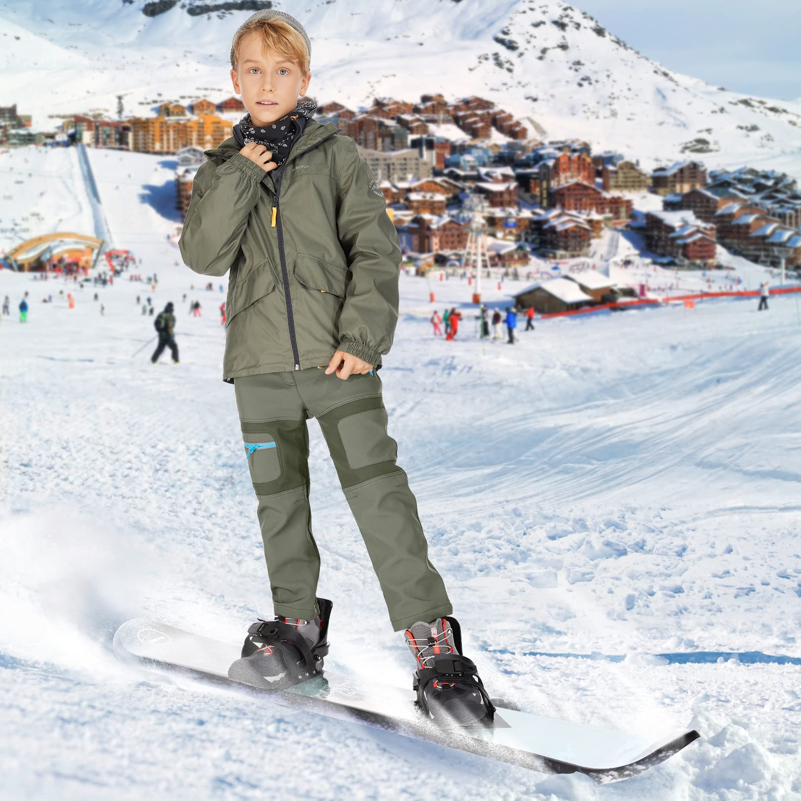 linlon Bambini Neve Pantaloni Da Sci Escursionismo Ragazzi Ragazze All'aperto Impermeabile Antivento Pile
