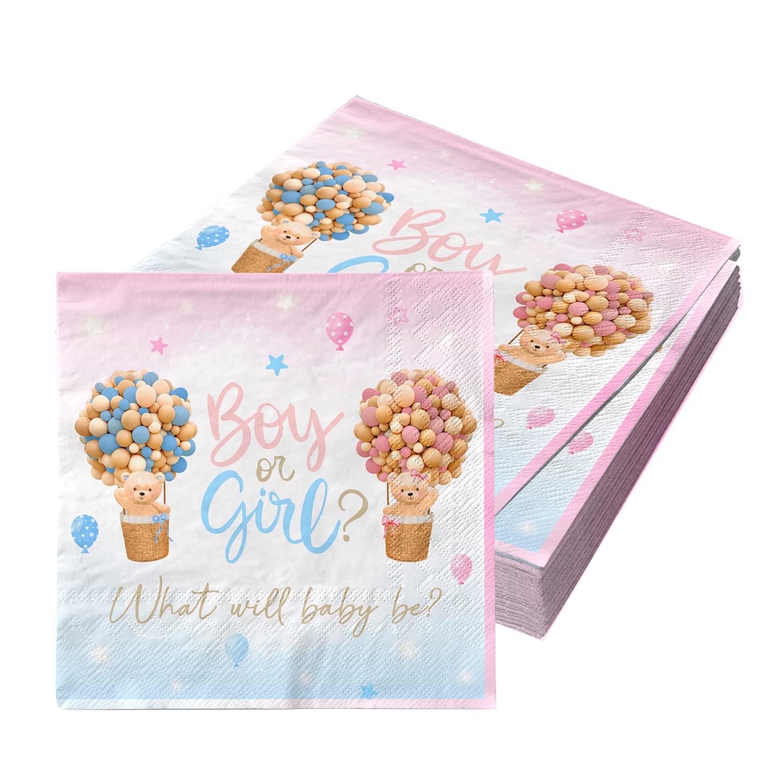 Gender Reveal Napkins Decoration,40pcs Bear Gender Reveal Boy or Girl Napkins Pink and Blue Gender Reveal Decoration for Baby Shower Party Dinner Supplies