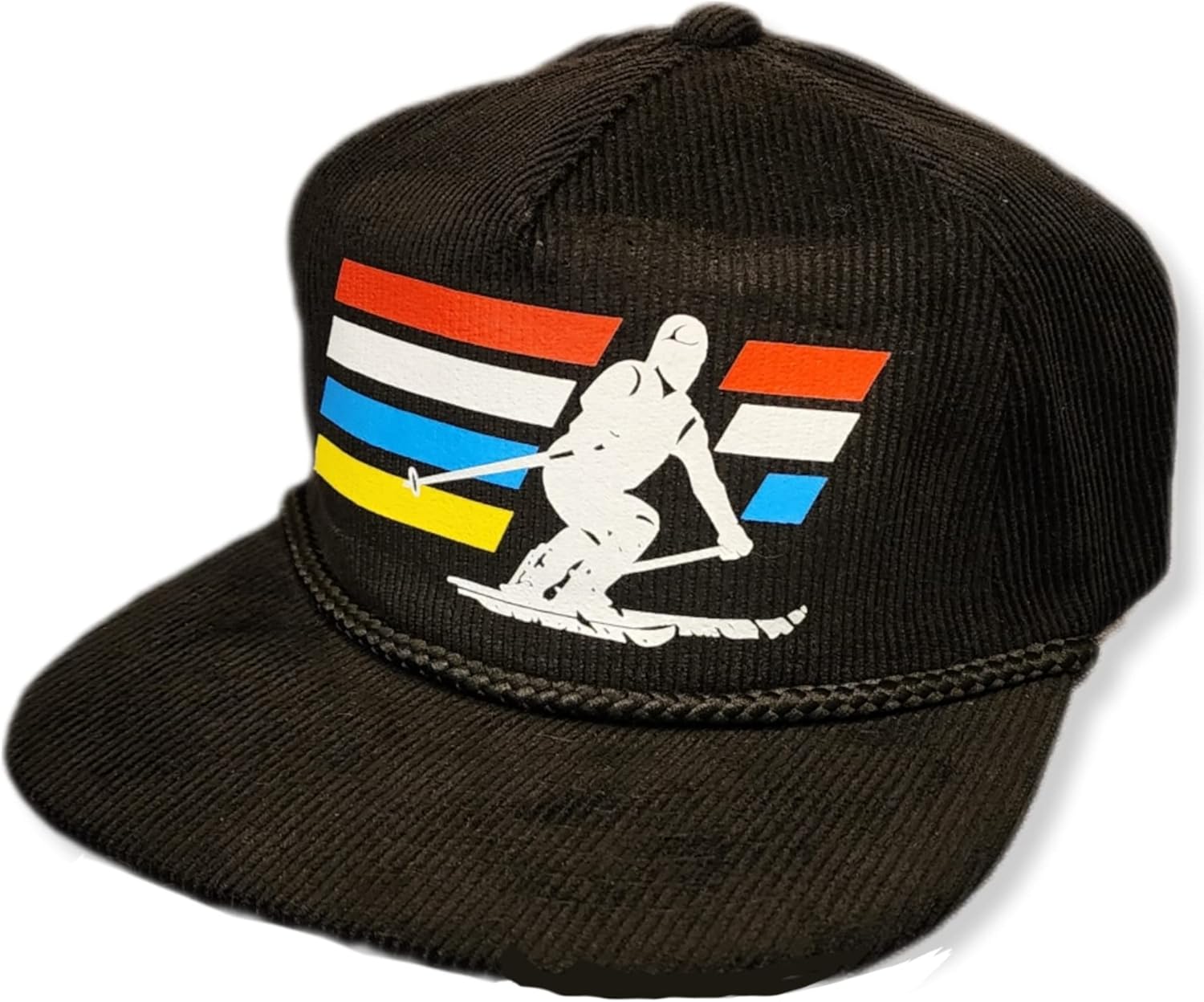 ThatsRad Retro Stripe Corduroy Skiing Hat Ski Snapback Rope