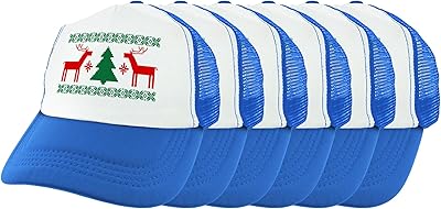 Ugly Christmas Sweater Accessories Ugly Christmas Sweater Reindeer Theme 6-Pack Trucker Hats Blue